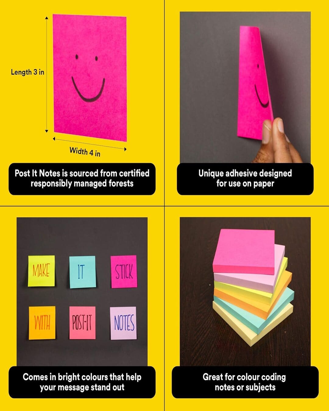 3M Post-it Sticky Note Cube, 200 Sheets (4 Colors x 50 Sheets) | 3" x 3" Size - versoz.com