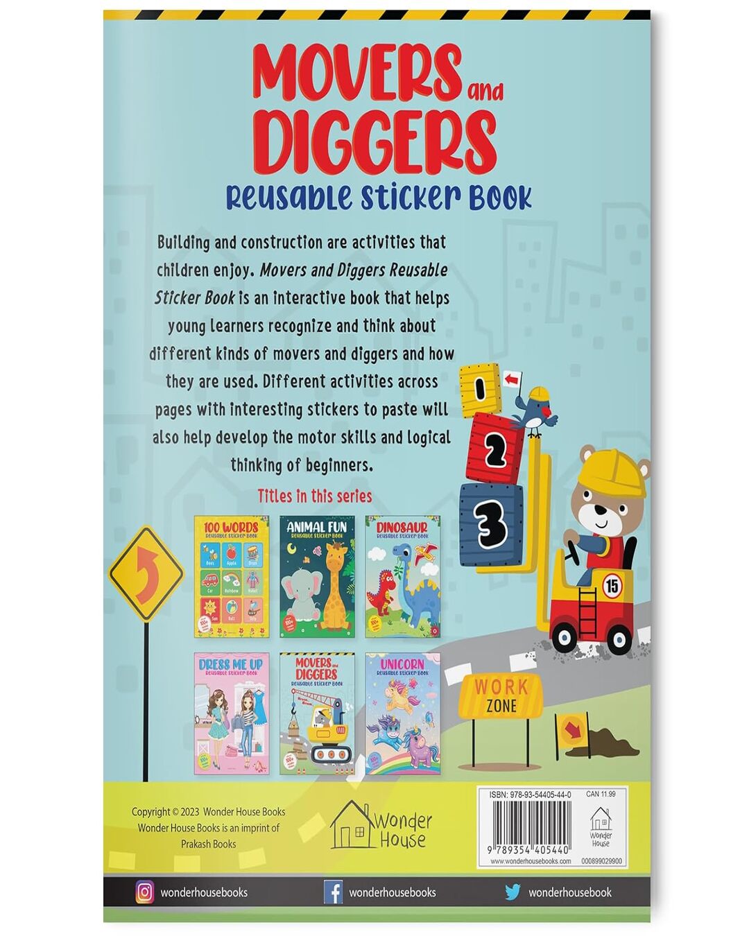 Movers and Diggers Reusable Sticker Book For Children by Wonder House Books [Paperback] - versoz.com