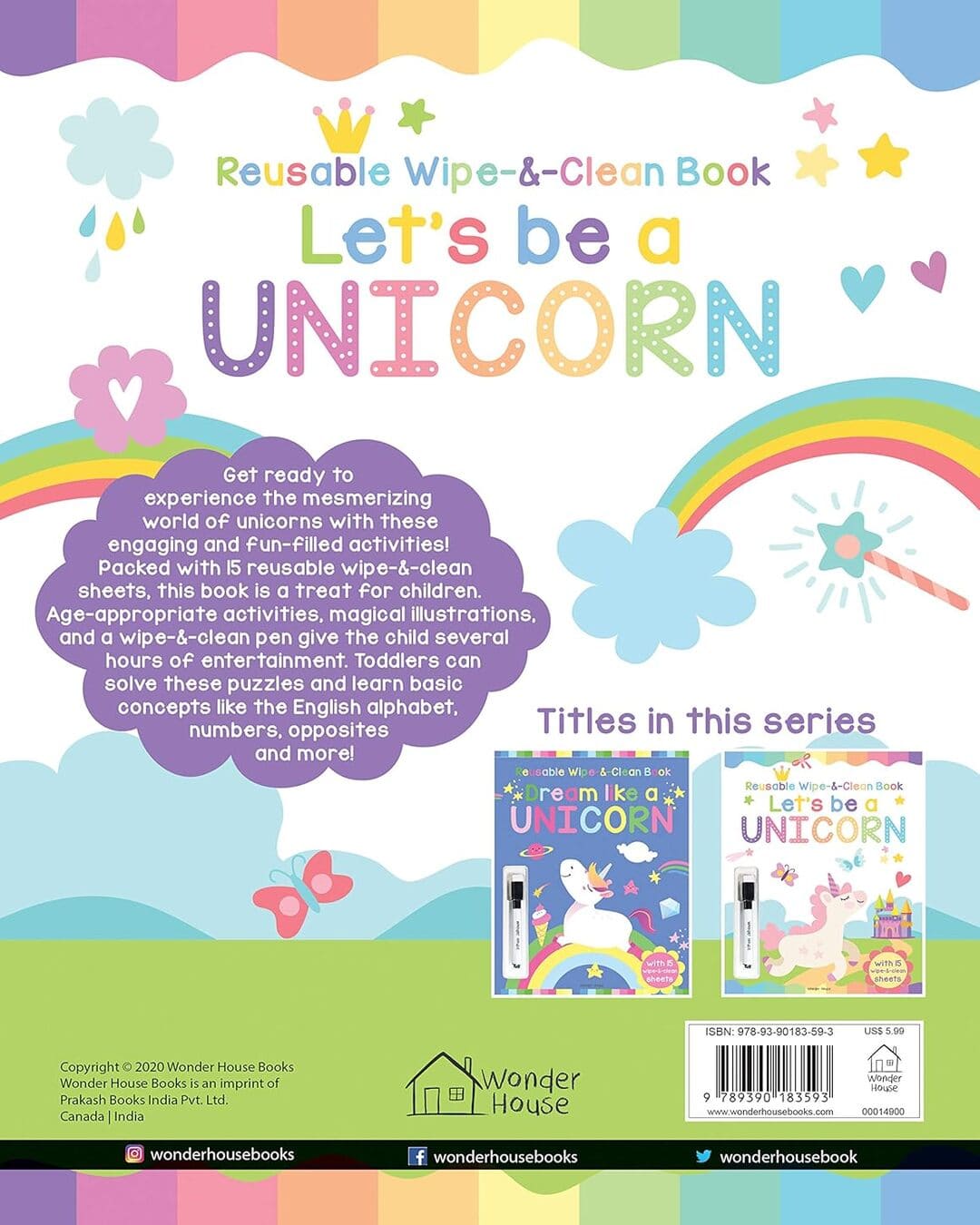 Let's be a Unicorn : Reusable Wipe & Clean Book by Wonder House Books [Board Book] - versoz.com