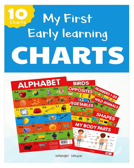 Early Learning Educational 10 Charts Boxset For Kids : Perfect For Homeschooling, Kindergarten and Nursery Students (11.5 Inches X 17.5 Inches) ... Fruits, Vegetables, Opposites, My Body Parts [Paperback] - versoz.com