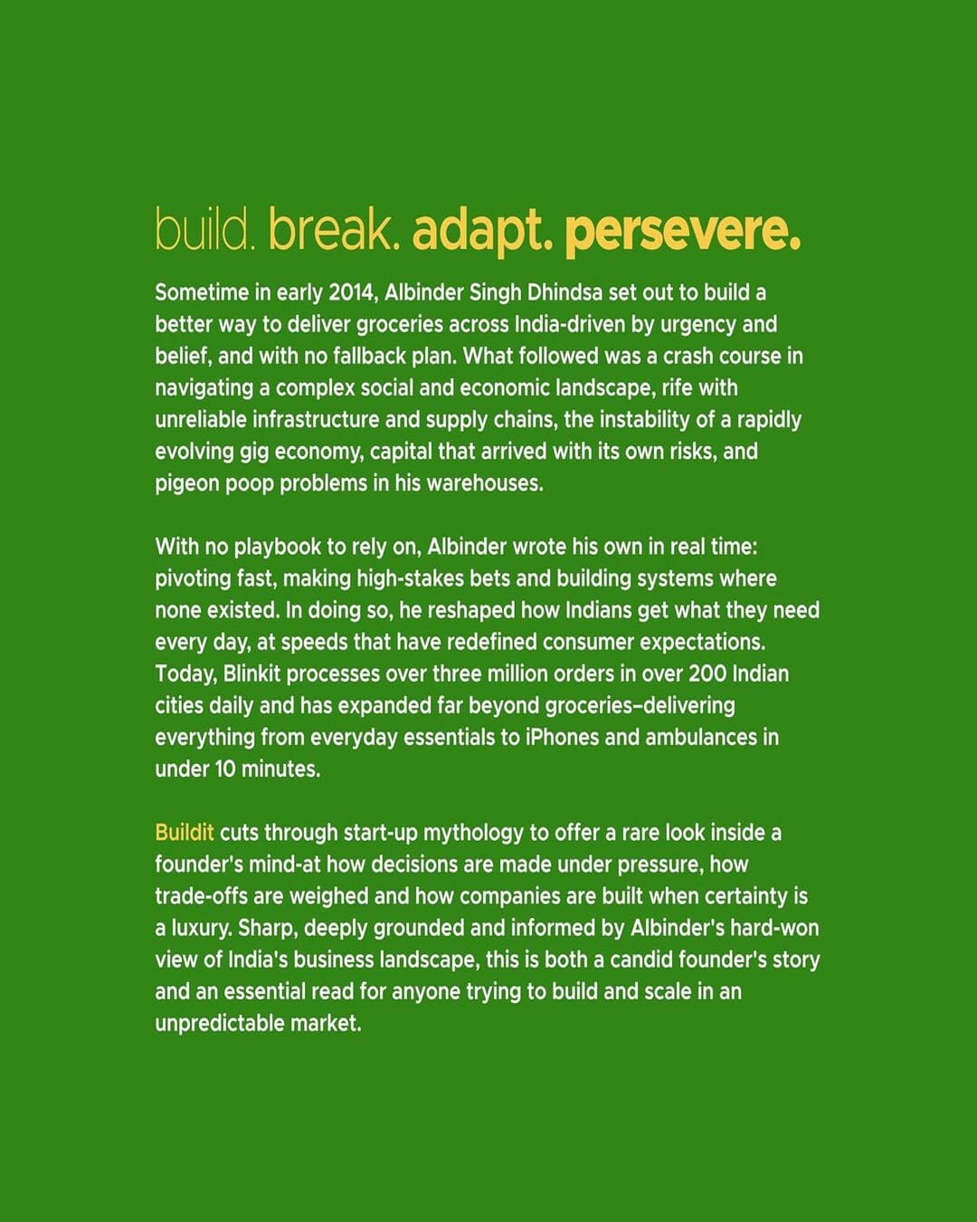 Buildit : Building Blinkit in an Evolving India by Albinder Singh Dhindsa [Paperback]