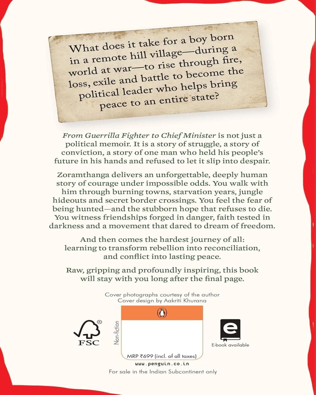 From Guerrilla Fighter to Chief Minister : A Memoir by Zoramthanga [Paperback]