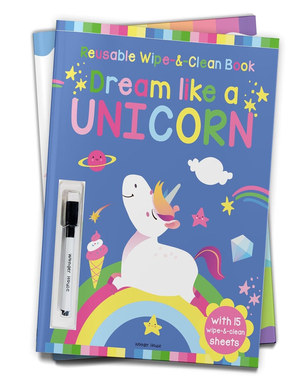 Dream Like A Unicorn - Reusable Wipe and Clean Activity Book: With 15 Wipe and Clean Sheets by Wonder House Books [Paperback] - versoz.com