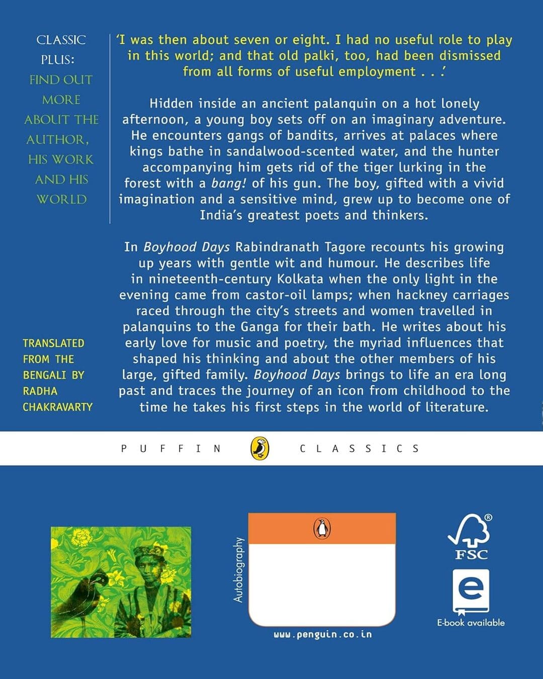 Puffin Classics : Boyhood Days by Rabindranath Tagore [Paperback] - versoz.com